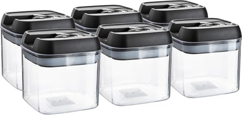 Argon Tableware Flip Lock Plastic Food Lagerbehälter - 500ml - Pack Von 6 - Schwarz