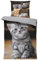 one-home Bettwäsche 135x200 cm Mikrofaser Bettbezug Fotodruck modern weich und kuschelig für Sommer und Winter geeignet, Farbe:Katzen grau, Größe:2 teilig 135x200 cm