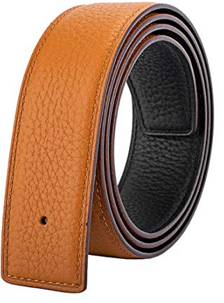 Vatee's Wendbare Echtledergürtel für Männer/Frauen Ersatzgurt ohne Schnalle 32mm breit 95cm lang Erde Gelb & Schwarz