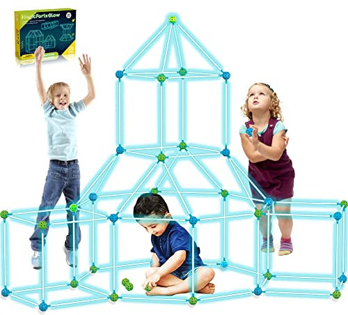 Kit De Construction pour Enfants 85 Pièces Brillent dans Le Noir Jouets De Construction De Fort d'air pour 4 5 6 7 8 9 Ans Et Plus Garçons Filles Bricolage Amusant Tunnels De Construction 85pcs