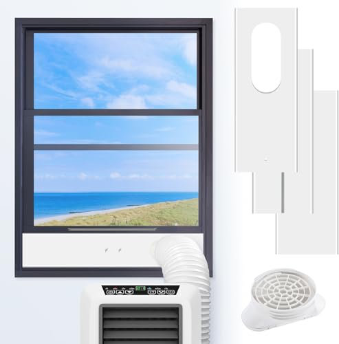 AGPTEK Fensterdichtung 15/13 cm für mobile Klimageräte, 2-in-1-Adapter, verbessertes Klimaanlagen-Dichtungsset, stop Heiβluft zum Anbringen an Fenster, Dachfenster, Flügelfenster, Fensterabdichtung
