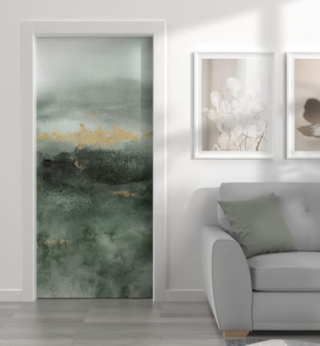 MyMaxxi - Tür bekleben mit Türtapete Türposter Türfolie Selbstklebend 90x200 Kunstwerk Moos Nr. 2 - Tür verschönern Türaufkleber Türklebefolie Abstrakt Farbverlauf grün