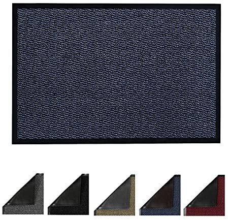 JKZ RUG AND DOORMATS Door Mats Non-slip Barrier Mat Indoor/Outdoor Kitchen Mat Heavy Duty Material Rubber Backed Door Mat Super Absorbent Small Large Barrier Mats Rugs (40 x 60 cm, Blue)