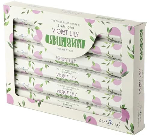 6x Premium Plant Based Stamford Hex Incense Sticks - Violet Lilly - Incence Sticks & Cones