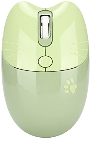 Mini Ratón Inalámbrico Silencioso, Bonito Ratón Inalámbrico con Diseño de Pata de Gato de Dibujos Animados para Ordenador, Tableta, Ratón Recargable de Modo Dual Bluetooth 2,4 G, Ratón(Verde)