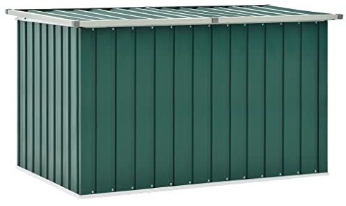 FIRBNUS Truhe für den Garten, Aufbewahrungsbox für den Außenbereich, Truhe, Außenbereich, Bank, Außenbox, groß, grün, 149 x 99 x 93 cm, verzinkter Stahl&Kunststoff