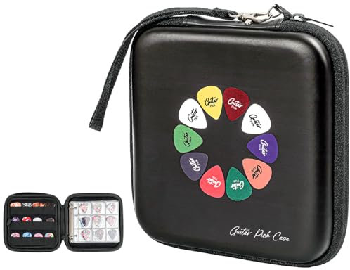 ProCase Guitar Pick Case, Pick Holder Stores 84 pcs Guitar Picks Collection Pick Storage Album Book Pick Display Water-Resistant, Durable EVA Material Bag for Guitar Player -Black