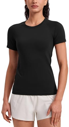 CRZ YOGA Seamless T-Shirt Hip Length | Training, Chafe-Free, Slim Fit, Raglan Sleeves, Mesh Vents, Workout, Short Sleeve Tops for Women