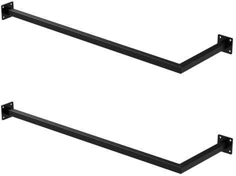 ML-Design 2er Set Kleiderstange Übereck für die Wand, T30cm x B90cm, Schwarz, aus Stahl, Garderobenstange L-Form, Kleiderständer Wandmontage, Kleidergestell Garderobenhalter, inkl. Montagematerial