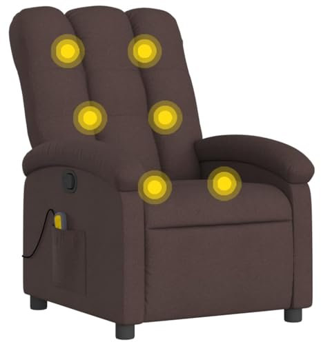 vidaXL Massagesessel, Sessel Verstellbare Rückenlehne, Fernsehsessel Relaxsessel mit Vibrationsfunktion, Liegesessel Polstersessel Ruhesessel, Dunkelbraun Stoff