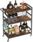 EasyCom Barwagen mit Rollen, Barwagen für Zuhause, 3 Etagen Rollbar Barwagen mit Weinregal und Glashalter, Home Bar & Servierwagen, Weinwagen, Getränkewagen für Wohnzimmer Esszimmer, Rustikales Braun