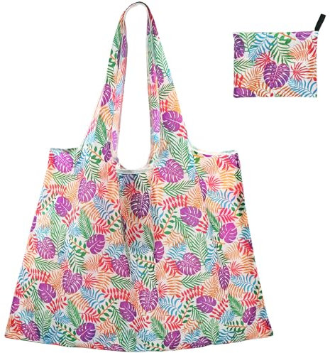 FenFang Borsa Spesa Pieghevole Grande, Borsa Della Spesa Riutilizzabile, Sacchetti per la Spesa Frutta di Stoffa, Borsa Shopper Tessuto, Shopping Tote Bag Ecologiche Lavabili, 56 X 67 cm (Rosa)