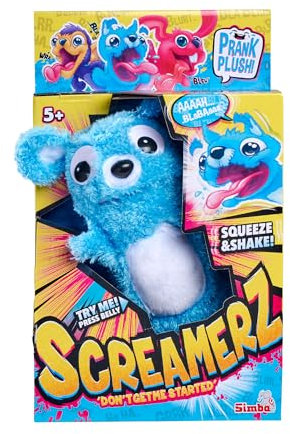 Simba 105953331 ScreamerZ Bär „Babbling Bear“ mit Sound - witziges Kuscheltier mit Schrei-Geräuschen - Plüschfigur für Kinder ab 5 Jahre, ca. 30 cm, blau