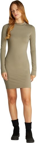 Calvin Klein Damen Kleid Logo Elastic Milano Langarm