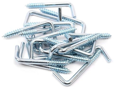 50 Pcs Right Angle Hooks Zinc Plated L Hook Screws Self Tapping 7 Shape Screw Hooks (M3.4 * 40 mm /1.57 * 0.63 Inch)