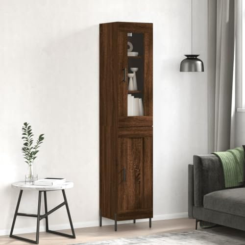 Highboard Braun Eichen-Optik 34,5x34x180 cm Holzwerkstoff,3199504