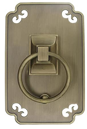 Rechteckiger Haustürgriff, antiker Messing-Türklopfer, einfacher Kupfer-Türring für Terrassentür-Dekorationszubehör (Farbe: Messing) (Schwarz) (Bronze)