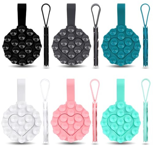 PBUSPU 6pz Supporti per Telefono a Ventosa in Silicone, Mini Tappetino a Ventosa, Supporto per Telefono a Ventosa Silicone Custodia per Telefono a Ventosa per Telefoni Cellulari Alimentazione Mobile