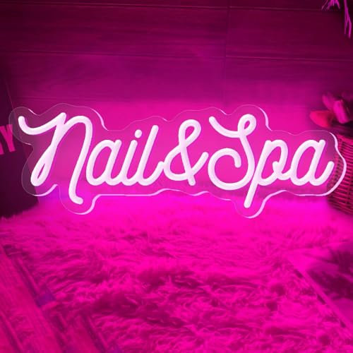 Nail&Spa Neon Lights Neon Sign, Neon Logos for Wall Decor, Nail&Spa Neon Sign, for Bedroom Wall Decor Garden Wedding Birthday Party Decorations Gifts