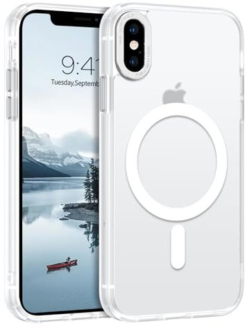 GUAGUA Magnetisch Hülle für iPhone X, iPhone XS [Kompatibel mit MagSafe] Matt Handyhülle Stoßfest Durchscheinende Rückseite Dünn Schutzhülle Case für iPhone X/XS (5,8 Zoll) Weiß
