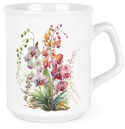 Orchids Mug - Floral Plant Gifts for Her/Wife/Partner - Birthday/Anniversary Present Ideas - Tea Coffee Hot Drinks Ceramic Cup