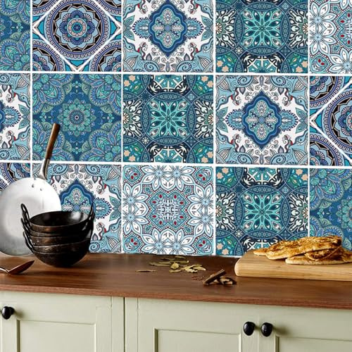 ANHUIB 18 Stück Fliesenaufkleber 15x15,Selbstklebende Fliesenfolie Küche,Badezimmer Fliesen Wandaufkleber,Fliesensticker Bad Mosaik,Fliesen Küche Wandtattoo,Selbstklebende Klebefolie Wandfliesen Deko