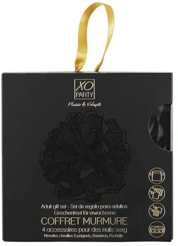 THE CONCEPT FACTORY, Sx0008, Coffret Sexy Menottes Et Bandeau, Pimentez Votre Quotidien avec Ce Gadget Fun Et Tendance De, Dimensions : 4 x 14 x 14 cm, Noir