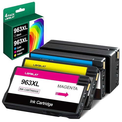 LOFBLAT 963XL 963 Druckerpatronen XL Kompatibel für HP 963 Multipack für HP Officejet Pro 9010 9012 9015 9013 9014 9016 9019 9020 9025(Schwarz Cyan Magenta Gelb, 4er-Pack)