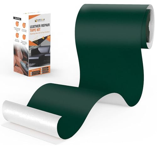 Xroam Kunstleder Selbstklebend, 12x160 cm Grün Glatt Leder Reparatur Patch, Lederflicken Selbstklebender, Kunstleder Reparaturset, Leder Patch Selbstklebend für Sofa, Autositze, Taschen, Jacken