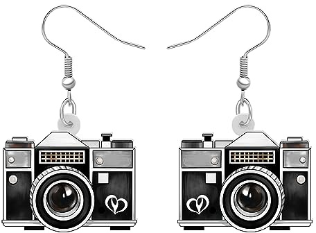 SHIGIE Acrilico 80S 90S Vintage Fotocamera Digitale Orecchini Pendenti Retro Videocamera Divertente Gioielli Per Le Donne Fotografia Amanti Regali, Medium, Acrilico, Nessuna pietra preziosa
