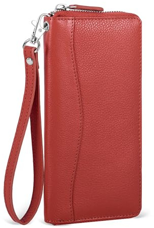 RFID Leather Wallet for Women - Clutch Coin Pocket 8 Card Slots Compact