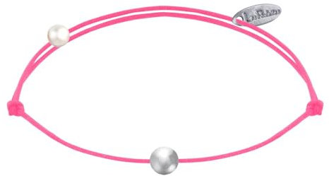LES POULETTES BIJOUX - Bracelet Lien Petite Perle Argent 925 - Rose Fluo