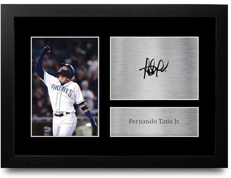 HWC Trading Fernando Tatis Jr San Diego Padres Geschenke Gedrucktes Signiertes Autogramm Foto für Fans von Baseball Memorabilien - A4 Gerahmt