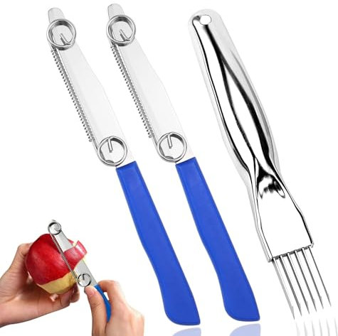 2 PCS Zaubermesser Clever Messer Kartoffelschäler Zaubermesser Italien Wird mit 1 Schäler Aus Edelstahl Geliefert Multifunktions-Obstmesser mit Verstellbarer Feder Obstschälmesser