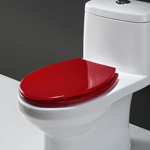 B,WC Sitz aus Harz, 42x36cm Runder Toilettensitz, Transparenter Glitzer Klobrille mit Absenkautomatik, Scharniere aus Edelstahl, Schnellverschluss, Einfach zu Montieren und zu Reinigen