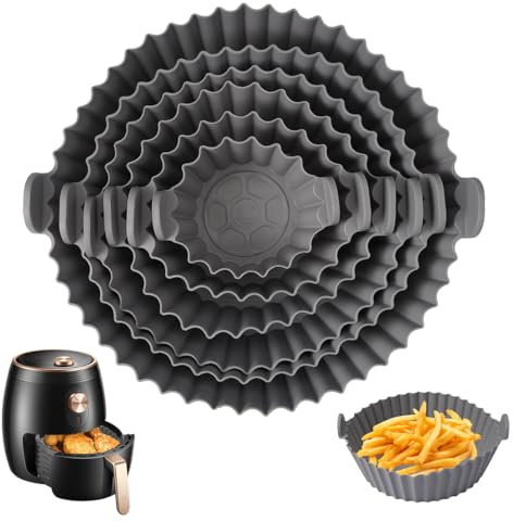 6 Piezas Bandeja de Silicona para Freidora de Aire, Moldes Silicona Freidora Aire, 6 Tamaños Bandeja Silicona Air Fryer, Cesta Silicona Air Fryer para Hornos, Microondas, Freidoras de Aire Caliente