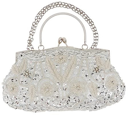 Holibanna Handgemachte Bestickte Abendtasche Silberne Clutch Für Hochzeit Bankett Party Damentasche Für Anlässe