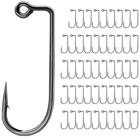 ZIDDAR 50Pcs 90 Degree Fishing Hook Aberdeen Hook Barbarian Hook Long Shank Bend Hook High Carbon Steel Fishing Hook