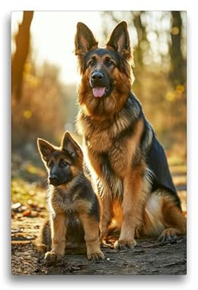 CALVENDO Premium Textil-Leinwand 30 x 45 cm Hochformat Deutscher Schäferhund, ich zeige dir die Welt | Wandbild, HD-Bild auf Keilrahmen, Wanddekoration, Kunstdruck von Peter Roder