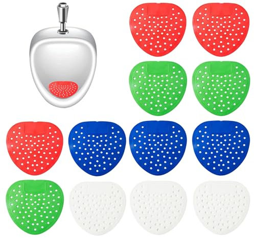 Ecrans pour Urinoir, 12 Pièces Pastilles Urinoir, Insert pour Urinoir avec Parfum, Pour les Toilettes des centres Commerciaux, les Toilettes Publiques, les Salles de Bains, Rouge, Bleu, Vert, Blanc