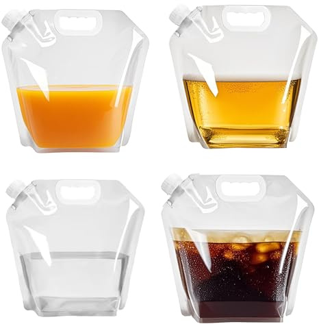 SISKEYCOOC 4 Pack Faltbare Wasserkanister 5L/10L - BPA-Frei Wasserbehälter, Tragbar Wasserbeutel Wassersack, Trinkwasserkanister mit Griff für Camping, Notfall, Wandern (4 x 10L)