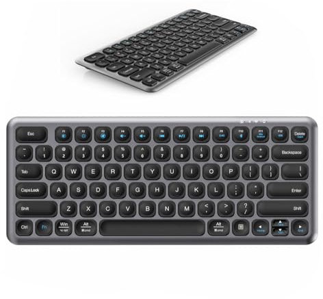 PopBloom Pebble Keys K380s, Multi-Device Bluetooth Wireless Keyboard with Customizable Shortcuts, Slim and Portable, Easy-Switch for Windows, macOS, iPadOS, Android, Chrome OS