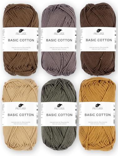 Mix Set - Pro Lana Basic Cotton - 100% Baumwolle 6x50g (Braun Mix)