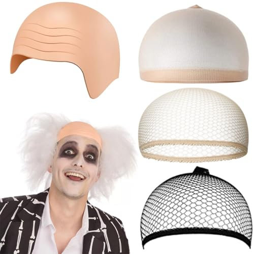 Glatzenkappe, Latex kahle Kappe, Glatze aus Latex Perückenkappe, Latex Glatzenmütze Kopfbedeckung, Glatze Mützen Latex Glatze Hut für Erwachsene, Fancy Kleid Cosplay Kostüm Zubehör für Weihnachten