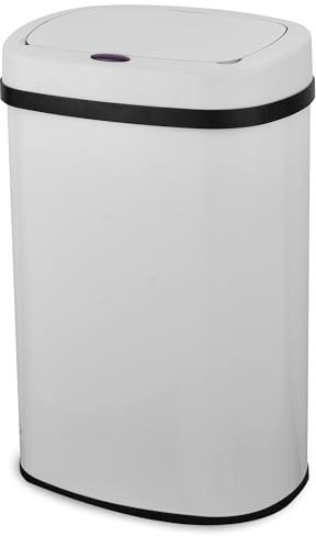 Bayt Poubelle de Cuisine à Capteur – 60 Litres – Ouverture Automatique – Métallique – Blanc