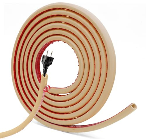 Umllpet Kabelkanal Selbstklebend, Einschnur Kabelkanal, Kabelkanäle mit Schaumklebeband fertig für Montage an der Wand, Fussboden Kabelabdeckung für Hause Büro Schule (6 Meter-Hellbraun)