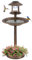COSTWAY Bain d'oiseaux 3 en 1 Énergie Solaire, Décoration d'Extérieur sur Pied Rétro Éclairé avec Lampe Base de Jardinière de Fleurs Mangeoire, Abreuvoir pour Oiseaux Léger pour Jardin (Bronze)