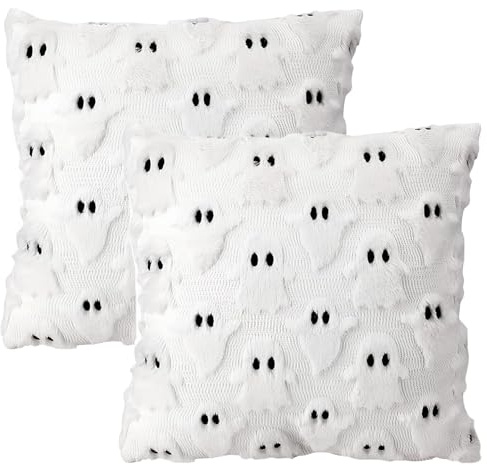 Henjunu Halloween Geist Kissenbezüge 2 Stück, Geist Kissen 45x45cm | Herbst Kissenbezüge, Halloween Bettwäsche Decor, für Wohnzimmer Sofa Garten