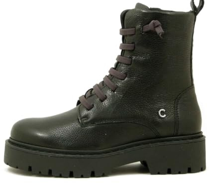 Stivaletti Anfibi Donna in Pelle Nero con Elastico Viola, CINZIA SOFT - 4239