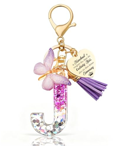 Anruzon Schlüsselanhänger Mädchen Buchstabe - Schlüsselanhänger mit Anfangsbuchstaben Schlüssel Anhänger - Einschulung Geschenk - Keychain Geschenk für Kinder, Mädchen, Frauen